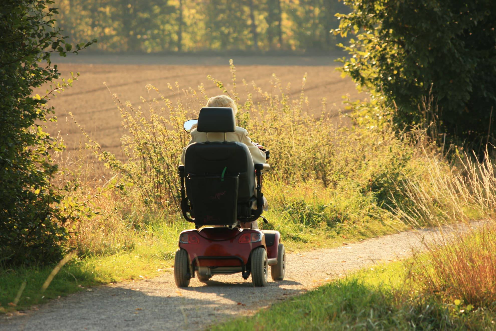 Electric wheelchair in the countryside